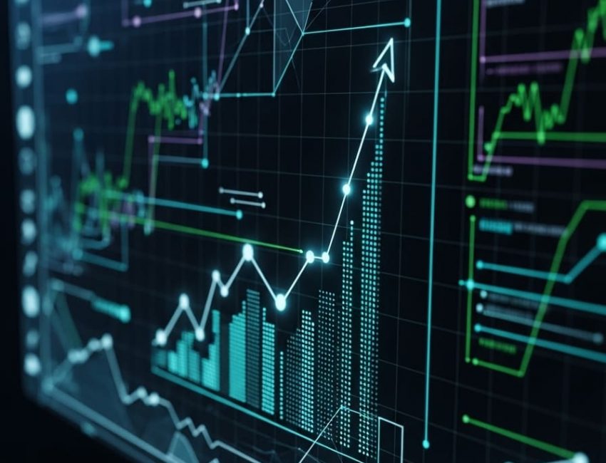 Interactive digital dashboard displaying real-time business analytics and profitability trends